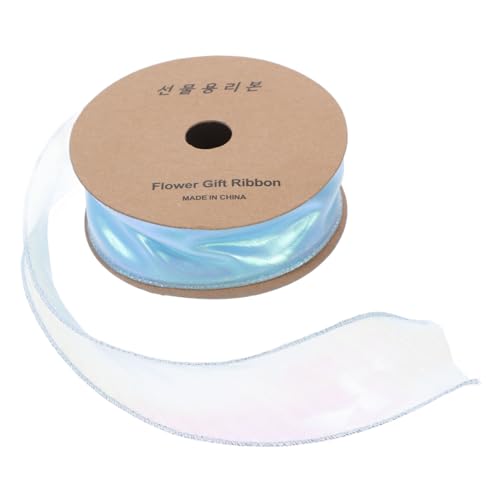 TEMPNAP 1 Rolle Illusionswellenband Regenbogen Stoff Hochzeit Band Zum Verpacken Basteln Funkeln Rosa Gegenwärtig Wickeln Groß Täglich Seide Blumen- Farbig Schleife Polyester Blue von TEMPNAP