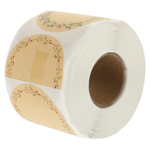 TEMPNAP 1 Rolle Kraftpapier Aufkleberrolle Selbstklebende Etiketten für Verpackungen und DIY Runde Designetiketten für Weihnachten Backwaren und Dekorationen von TEMPNAP