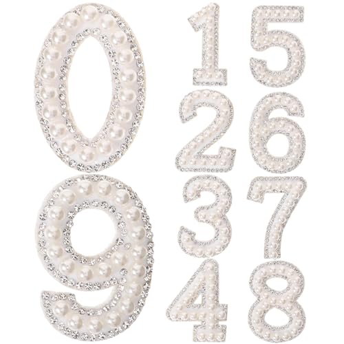 TEMPNAP 1 Satz Pearl Rhinestone Aufnäher Set Zahlen Patches zum Aufbügeln für Kleidung DIY Bastelbedarf für Taschen Hüte und Mehr Weiß TEMPNAP 1 Satz Pearl Rhinestone Aufnäher Set Zahlen Patches zum Aufbügeln für Kleidung DIY Bastelbedarf für Taschen Hüte und Mehr Weiß von TEMPNAP