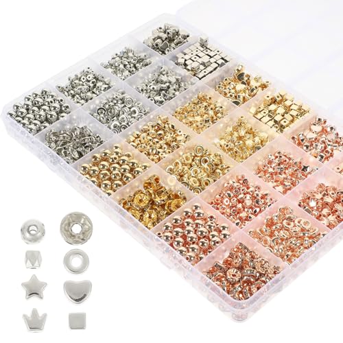 TEMPNAP 1 Schachtel Teiliges Spacer Perlen Set für DIY Schmuckherstellung für Armbänder und Ohrringe Vielseitige Bastelperlen mit Einfachem Durchzug Design von TEMPNAP