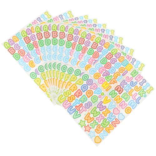 TEMPNAP 10 Blatt Cartoon Buchstaben Aufkleber Selbstklebende Vinyl Sticker für DIY Projekte Wasserfest für Scrapbooking Etiketten und Bastelarbeiten von TEMPNAP
