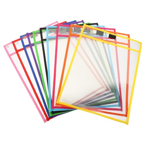 TEMPNAP 10 Stück Abwischbare Dokumententaschen Transparente PVC Folien für Schule Büro und Zuhause Wiederverwendbare Aufbewahrungslösungen für Schüler und Dokumente von TEMPNAP