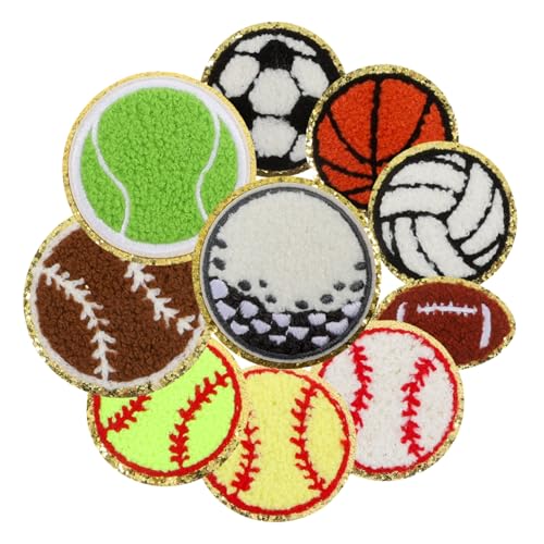 TEMPNAP 10stücke Sport Aufnäher Zum Aufbügeln Chenille Patches Für Kleidung Rucksäcke Und -projekte Fußball Basketball Baseball Und Volleyball Designs Einfache Anwendung Durch von TEMPNAP