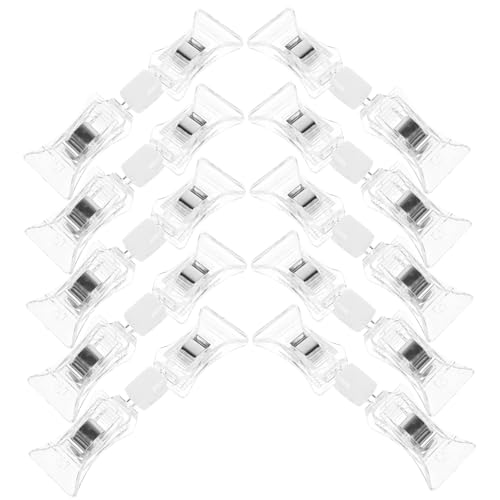 TEMPNAP 10 Stück Doppelköpfiger Werbeclip Klebebandspender Aufkleber Zeichen Einzelhandel Inhaber Anzeige Schild Etiketten Anbieter Regal Taschenanhänger Korb Speichern Clips Plastik Weiß von TEMPNAP