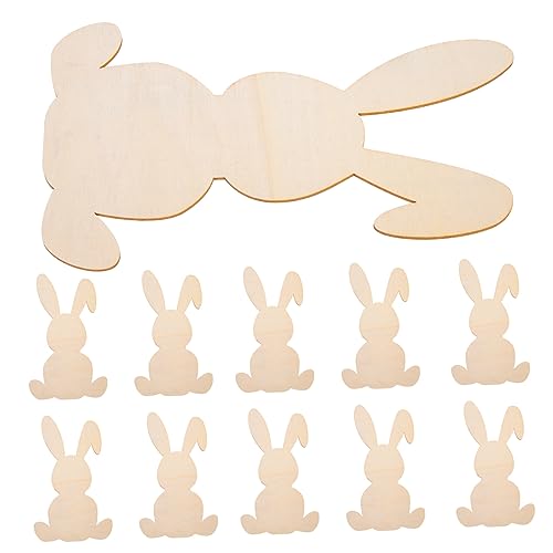 TEMPNAP 10 Stück Holzspäne in Hasenform Zubehör Handwerk leer Hasenausschnitte Osterbasteln für Osterhase Party unvollendetes Holzhandwerk Holzscheiben zum Basteln von TEMPNAP