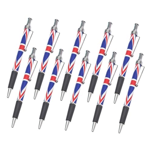 TEMPNAP 10 Stück Kugelschreiber mit Britischer Flagge Komfortabler Griff Glattes Schreiben für Büro und Zuhause Patriotische Schreibutensilien mit Schwarzer von TEMPNAP
