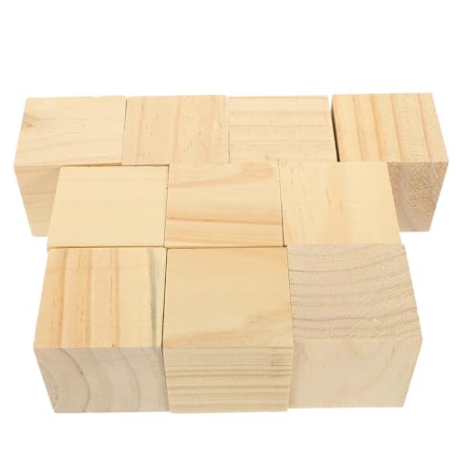 TEMPNAP 10 Stück Naturholz Würfel Unbehandelte Holzblöcke für DIY Bastelprojekte Glatte Oberfläche zum Malen und Gravieren Hochwertige Birkensperrholz Blöcke für Kreative Gestaltung von TEMPNAP