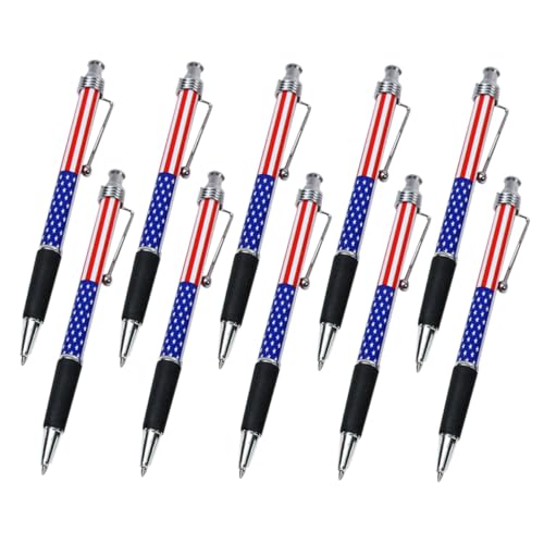 TEMPNAP 10 Stück Patriotische Kugelschreiber mit Amerikanischer Flagge Retractable Ballpoint Pens für Bürobedarf Schulbedarf und Feierlichkeiten Glattes und Design von TEMPNAP
