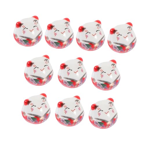 TEMPNAP 10 Stück Teiliges Keramik Winkekatze Perlen für DIY Schmuckherstellung Farbige Maneki Neko Spacer Charms Leichte Langlebige Katzenperlen für Armbänder und Anhänger für von TEMPNAP