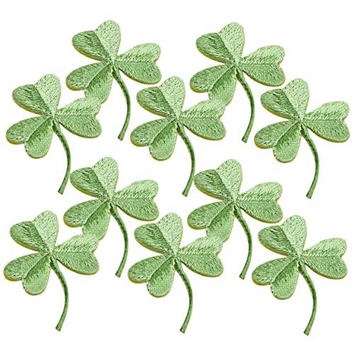TEMPNAP 10 Stück Vier -Blätter -Graspaste -Blume Kleeblatt-Patch Aufkleber Patches Applikationen austauschbare Hutflicken Hüte kleine Kleiderflicken Hut-Patch Stoff Green TEMPNAP 10 Stück Vier -Blätter -Graspaste -Blume Kleeblatt-Patch Aufkleber Patches Applikationen austauschbare Hutflicken Hüte kleine Kleiderflicken Hut-Patch Stoff Green von TEMPNAP