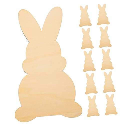 TEMPNAP 10 Stück kaninchenholzchips selber machen groß individuell Scheiben handbemalt Frühlingsdeko klein leere Holzspäne Bunny Cutout Craft Holzspäne selber machen Khaki von TEMPNAP