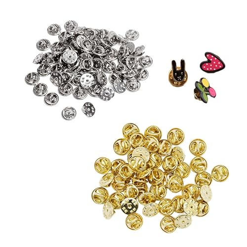 TEMPNAP 100 Sätze Broschenverschluss Anstecknadel Rückseite aus Kupfer Silberfarben Sicherer Pin Clutch Badge Ersatz für Anstecker Namensschilder DIY Schmuckzubehör und Leicht von TEMPNAP
