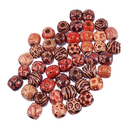 TEMPNAP 100 Stück Farbige Holzperlen DIY Bastelperlen Runde Perlen für Schmuckherstellung Zufällige Muster für Armbänder Ohrringe und Mehr von TEMPNAP