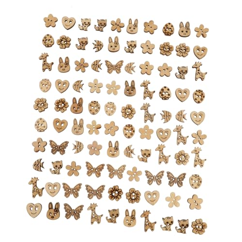 TEMPNAP 100 Stück Holzknöpfe für Diy Nähprojekte Runde Praktische und Dekorative Knöpfe Holzfarbe für Kinderbekleidung und Bastelarbeiten von TEMPNAP