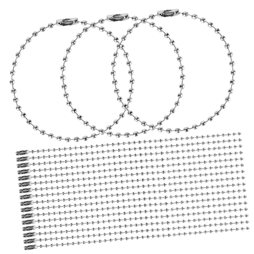 TEMPNAP 100 Stück Teiliges Verstellbare Kugelkette mit Verschluss Lange Metall Perlenkette Geeignet für Schlüsselanhänger Hundemarken Flaschenanhänger und DIY Schmuck von TEMPNAP