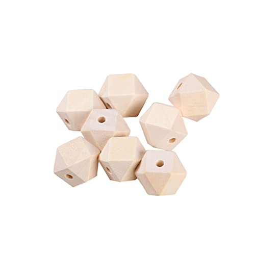 TEMPNAP 100 Stück Unfertige Holzperlen Octagonale DIY Bastelperlen für Schmuckherstellung und Kunstprojekte Naturholz Hautfreundlich Poliert für Armbänder und Dekoration von TEMPNAP