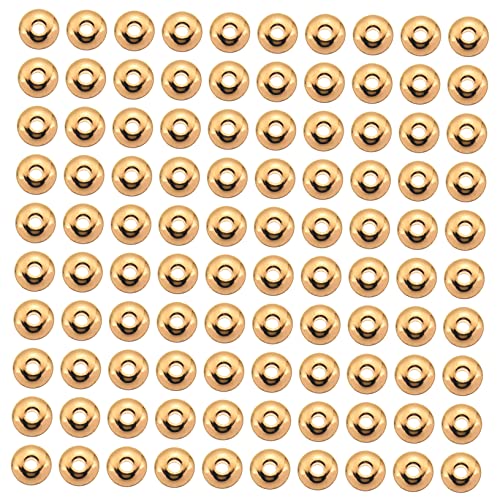 TEMPNAP 1000 Stück Runde Spacer Perlen mit Loch für DIY Schmuck Zubehör Armband Perlen Basteln Material Goldfarben für Armbänder Halsketten und Handwerksprojekte von TEMPNAP