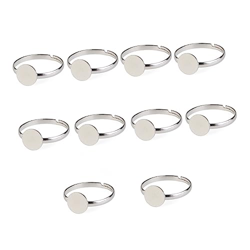 TEMPNAP 10Stücke Einstellbare Pack Silberne Ringbasen für DIY Schmuck Basteln von Charm Ringen Schmuckdesigns Einfach zu Verarbeiten mit Klebepads von TEMPNAP