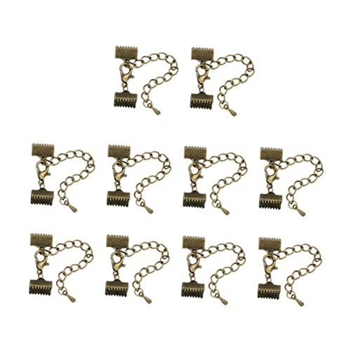 TEMPNAP 10Stücke Plattierte Bandenden Schmuckverschlüsse mit Kette und Hummerschnalle für DIY Projekte Kordelenden und Kunsthandwerk Vielseitige Crimpendklemmen von TEMPNAP