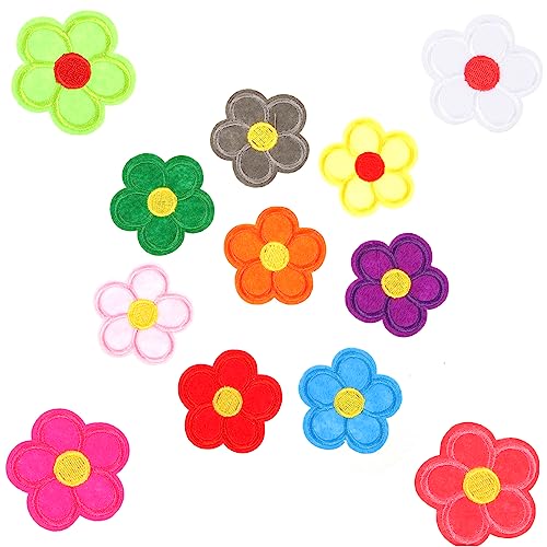 TEMPNAP 12 Stück Teiliges Blumen Aufnäher zum Aufbügeln Stickerei Patches für Kleidung Taschen Hüte und Jeans für DIY Projekte und Reparaturen von TEMPNAP