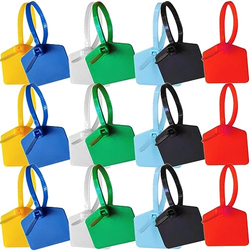 TEMPNAP 120 Stück Bunte Nylon Kabelbinder mit Etiketten Rot Gelb Blau Grün Wiederverwendbare Kabelbinder für Effektives Kabelmanagement und Beschriftung von TEMPNAP