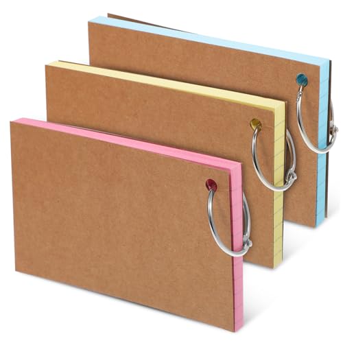 TEMPNAP 150Stücke Karteikarten mit Ringen Liniert Bunte Notizkarten Karten und Metallringe und Schutzcover für Effektives Lernen und Notizen von TEMPNAP