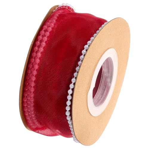 TEMPNAP 1Rolle Breites Geschenkverpackungsband mit Perlen Dekoratives Satinband für Blumensträuße DIY Bastelprojekte und Festtagsdekorationen Weinrot TEMPNAP 1Rolle Breites Geschenkverpackungsband mit Perlen Dekoratives Satinband für Blumensträuße DIY Bastelprojekte und Festtagsdekorationen Weinrot von TEMPNAP