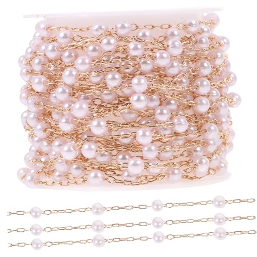 TEMPNAP 1Rolle Perlenkette Messing für DIY Armbänder und Halsketten Goldene Kette für Schmuckherstellung Langlebig und Vielseitig Einsetzbar für Kleidung und Accessoires von TEMPNAP