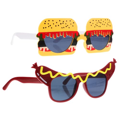 TEMPNAP 2 Stück Lustige Partybrillen Hamburger Hotdog Foto Requisiten Halloween Kostüm Zubehör für Geburtstagsfeiern Vielseitige Leichte Kunststoffbrille für Unvergessliche von TEMPNAP