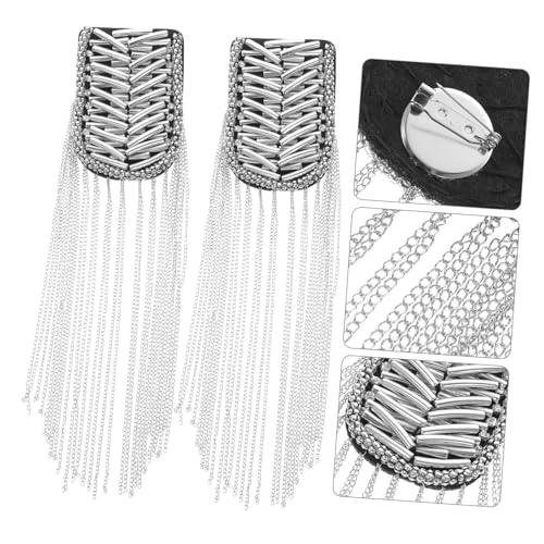 TEMPNAP 2 Stück Silberne Schulterepauletten mit Quasten Modische Applikationen für Kostüm Uniform Zubehör für Damen und Herren Polizist Kostüm Accessoire TEMPNAP 2 Stück Silberne Schulterepauletten mit Quasten Modische Applikationen für Kostüm Uniform Zubehör für Damen und Herren Polizist Kostüm Accessoire von TEMPNAP