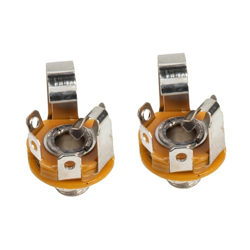 TEMPNAP 2 Stück Teiliges Metall Elektro Gitarren Stereo Klinkenbuchsen Langlebiger Gitarren Ersatzteil Stecker für Mikrofon und Audioanschluss Einfache Montage Kompatibel mit Gitarre und von TEMPNAP