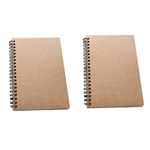 TEMPNAP 2 Stück Vintage Kraftpapier Notizbuch Spiralbindung Leeres Skizzenbuch für Malen Zeichnen und DIY Projekte für Schulbedarf und Kreative Notizen von TEMPNAP