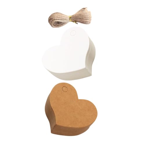 TEMPNAP 200 Stück Herzförmige Geschenkanhänger Kraftpapier Tags mit Schnur für Valentinstag Hochzeiten Shower Scrapbooking und Kreative DIY Projekte Personalisierbar und Vielseitig von TEMPNAP