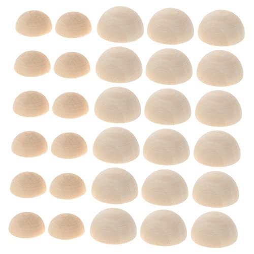 TEMPNAP 200 Stück Naturbelassene Halbrunde Holzperlen Unbemalte Halbe Holzkugeln zum Basteln Vielseitige DIY Holzhalbkugeln für Schmuckherstellung und Dekoration von TEMPNAP
