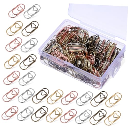 TEMPNAP 200Stücke Herzpapier Clips Büroklammern Gunmetal und Roségold Dekorative Klammern für Schule Büro und Kreative Projekte von TEMPNAP