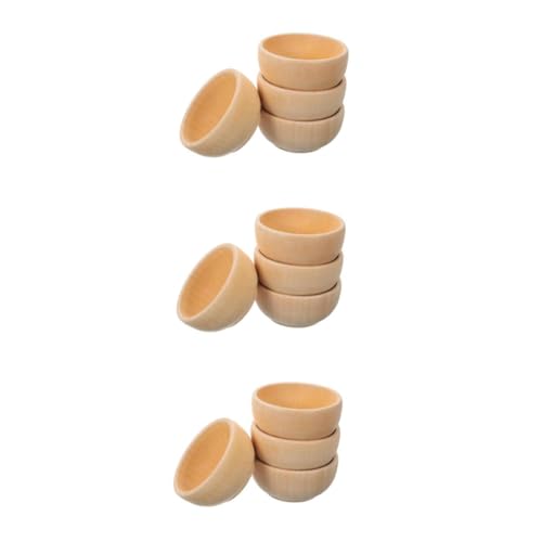 TEMPNAP 3 Sätze Teiliges Holzschalen Set Naturholz Diy Schalen Für Kreative Projekte Für Basteln Und Dekorieren Vielseitig Einsetzbar Der Spielküche Tischdeko 4 Stück * 3 von TEMPNAP