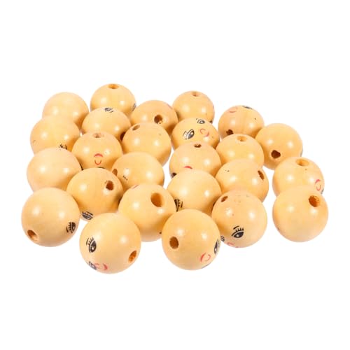 TEMPNAP 30Stücke Holzperlen mit Gesicht Naturfarbene DIY Spacer Perlen für Schmuckherstellung Armbänder und Halsketten für Projekte und Bastelideen von TEMPNAP