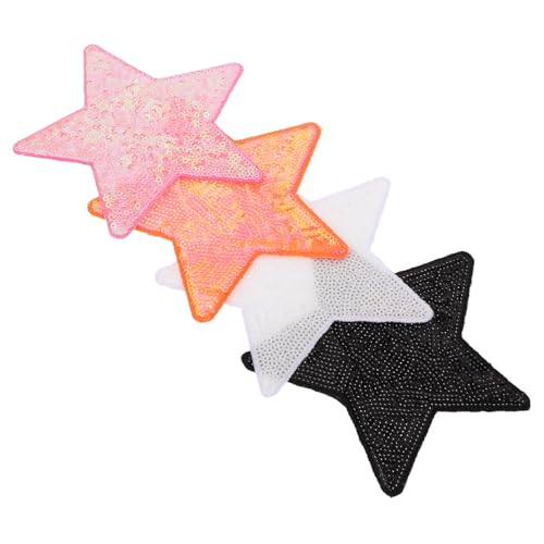 TEMPNAP 4 Stück Glitzer Stern Patches zum Aufbügeln Bestickte Aufnäher für Kleidung Taschen Hüte Selbstklebende DIY Applikationen in Weiß Orange Schwarz für Einfache Reparatur und TEMPNAP 4 Stück Glitzer Stern Patches zum Aufbügeln Bestickte Aufnäher für Kleidung Taschen Hüte Selbstklebende DIY Applikationen in Weiß Orange Schwarz für Einfache Reparatur und von TEMPNAP