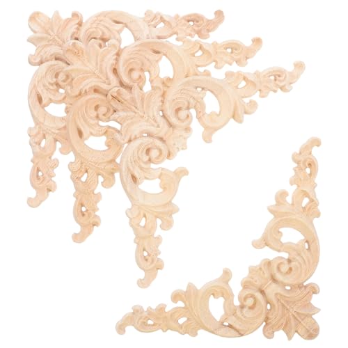 TEMPNAP 4 Stück Holzapplikationen für Möbel Unlackierte Vintage Blumenornamente für Schranktüren Diy Holzschnitzerei zur Dekoration von Möbelstücken TEMPNAP 4 Stück Holzapplikationen für Möbel Unlackierte Vintage Blumenornamente für Schranktüren Diy Holzschnitzerei zur Dekoration von Möbelstücken von TEMPNAP