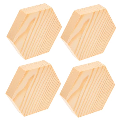 TEMPNAP 4 Stück Teiliges Sechseckige Holzscheiben aus Naturbelassenem Kiefernholz Glatte Oberfläche Breit für DIY Basteln Malen Holzdekoration und Handwerksprojekte von TEMPNAP