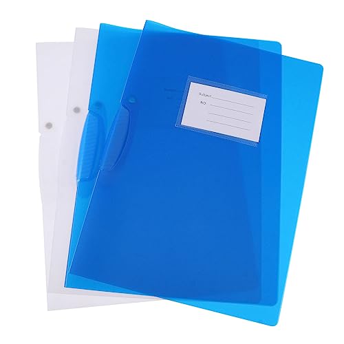 TEMPNAP 4 Stück Transparente Rotationsmappen mit Zugstange für Berichte Schule Büro Leichte und Platzsparende Dokumentenordner Blau und Transparent von TEMPNAP