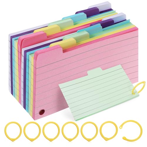 TEMPNAP 450 Stück Liniert Notizkarten mit Binder Ringen Farbige Memo Pads für Notizen Lernen und Kreative Projekte für Studium und Bürobedarf Zufällige Farbe Zufällige Farbe von TEMPNAP