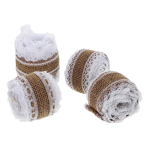 TEMPNAP 4Rollen Weihnachtsspitze Dekoration Spitzenband DIY Stoffspitze für Hochzeiten Basteln und Festliche Anlässe Vielseitig Einsetzbar für Kleidung und von TEMPNAP