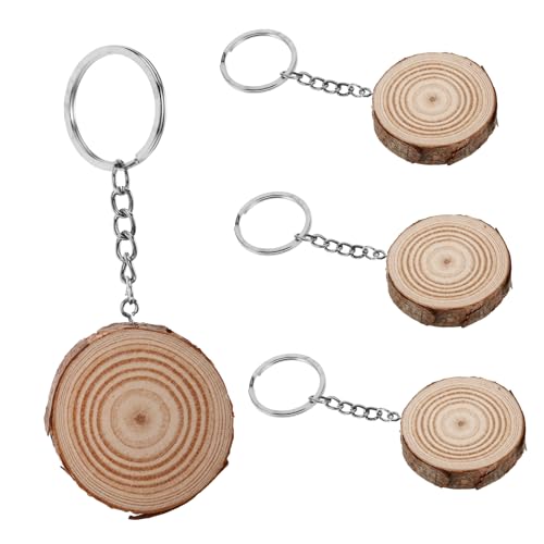 TEMPNAP 4Stücke Schlüsselanhänger Holz Unbehandelte Holzscheiben für DIY Deko Große Holzanhänger für Kreative Schlüsselbund Verzierungen von TEMPNAP