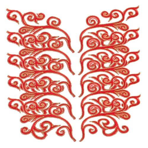 TEMPNAP 5 Paare Gestickter Stoffaufnäher Aufnäher Mit Blumenstickerei Blumenapplikationen Für Kleidung Blumenflicken Zum Aufbügeln Gestickte Aufnäher Mit Blumen Rot Baumwolle von TEMPNAP