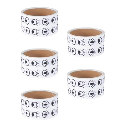 TEMPNAP 5 Rollen Cartoon-Augen-Aufkleber Augenaufkleber Augen selbstklebende Aufkleber Etiketten aufkleber lustige aufkleber Augen für Handwerk googley Augen Papier Black von TEMPNAP
