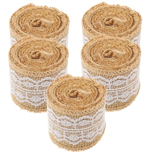 TEMPNAP 5 Rollen Jute Spitzenband Dekoratives Mehrfunktionales Spitzenband für DIY Bastelarbeiten Hochzeiten Partys und Festliche Dekorationen Langlebig und Farbenfroh TEMPNAP 5 Rollen Jute Spitzenband Dekoratives Mehrfunktionales Spitzenband für DIY Bastelarbeiten Hochzeiten Partys und Festliche Dekorationen Langlebig und Farbenfroh von TEMPNAP