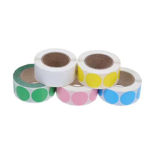 TEMPNAP 5 Rollen Selbstklebende Farbige Runde Etiketten Multi Use Aufkleber für Adressierung Organisation und Bastelprojekte Einfach Abziehbar Weiß Gelb Rosa Grün Blau TEMPNAP 5 Rollen Selbstklebende Farbige Runde Etiketten Multi Use Aufkleber für Adressierung Organisation und Bastelprojekte Einfach Abziehbar Weiß Gelb Rosa Grün Blau von TEMPNAP