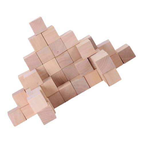 TEMPNAP 50 Stück Holzwürfel Unfertige Blöcke Basteln Zur Babyparty Verzierungen Aus Holz Wachsblock Schnitzen Zählblöcke Für Mathematik Montessori-blöcke Puzzleblöcke Khaki von TEMPNAP