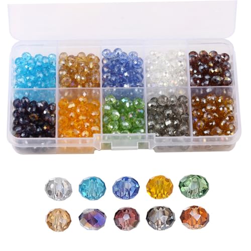 TEMPNAP 500 Stück Briolette Glasperlen Farben Facettierte Kristallperlen mit Aufbewahrungsbox für Schmuckherstellung DIY Bastelperlen Armbänder Ohrringe von TEMPNAP